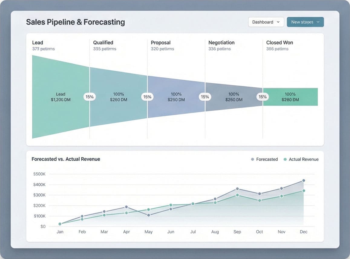 Sales pipeline and forecasting dashboard